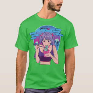 Japans meisje eet noedels anima t-shirt