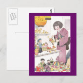 Japans meisje en Japanse poppen Briefkaart (Voorkant / Achterkant)
