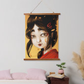 Japans meisje herfstkleuren hangend wandkleed (Slaapkamer)