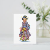 Japans meisje in Kimono Briefkaart (Staand voorkant)