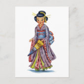  Japans meisje in Kimono Briefkaart (Voorkant)