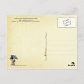 Japans meisje in kimono inspecteert haar schoeisel briefkaart (Achterkant)