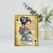 Japans meisje in kimono met een fan briefkaart (Staand voorkant)
