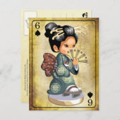 Japans meisje in kimono met een fan briefkaart (Voorkant / Achterkant)