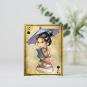 Japans meisje in kimono met paraplu briefkaart (Staand voorkant)