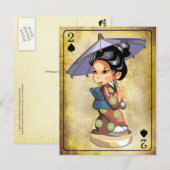 Japans meisje in kimono met paraplu briefkaart (Voorkant / Achterkant)