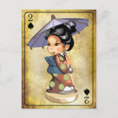 Japans meisje in kimono met paraplu briefkaart (Voorkant)