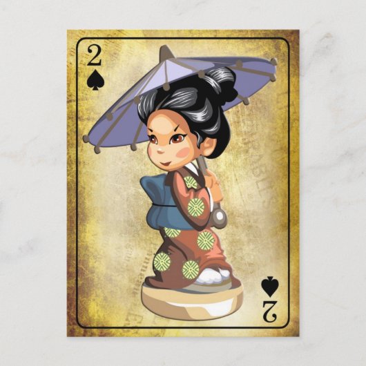 Japans meisje in kimono met paraplu briefkaart (Voorkant)