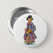 Japans meisje in Kimono Ronde Button 7,6 Cm (Voorkant /achterkant)