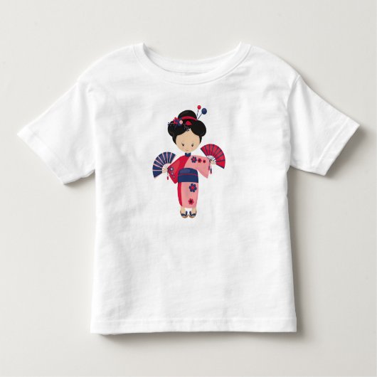 Japans meisje, Japan, Mooi Meisje, Roze Kimono Kinder Shirts (Voorkant)
