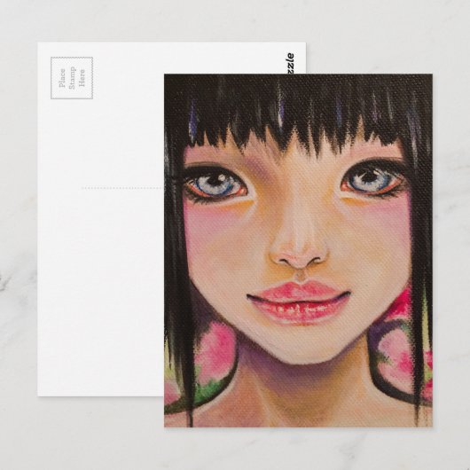 Japans meisje met blauwe ogen briefkaart (Voorkant / Achterkant)
