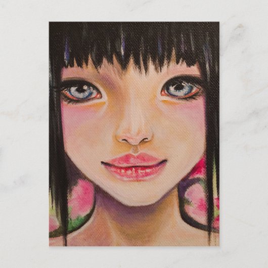 Japans meisje met blauwe ogen briefkaart (Voorkant)