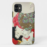 Japans meisje met Cat, Tsukioka Yoshitoshi