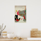Japans meisje met Cat, Tsukioka Yoshitoshi Poster (Keuken)