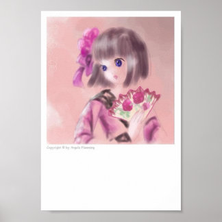  Japans meisje met een ventilator Poster