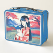 Japans meisje met een witte kat (Achterkant)