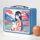 Japans meisje met een witte kat (In situ)