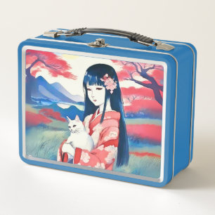 Japans meisje met een witte kat