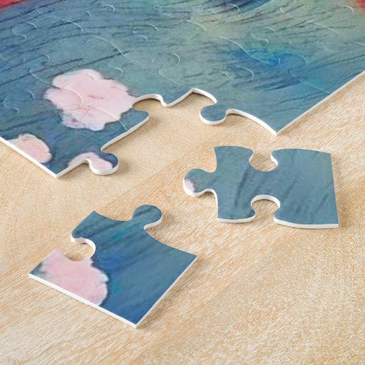 Japans meisje met een witte kat legpuzzel (Zijkant)