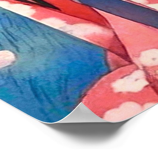 Japans meisje met een witte kat poster (Hoek)