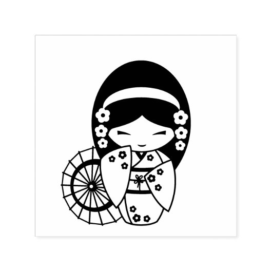 Japans meisje met hoge bloeddruk in Kimono Zelfinktende Stempel (Design)