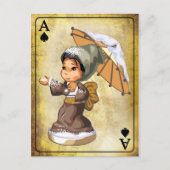 Japans meisje met paraplu in de sneeuw briefkaart (Voorkant)