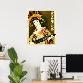 Japans meisje met  stijl poster (Thuiskantoor)