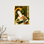 Japans meisje met  stijl poster (Keuken)