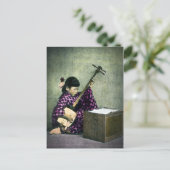 Japans meisje Musicien Shamisen  Briefkaart (Staand voorkant)