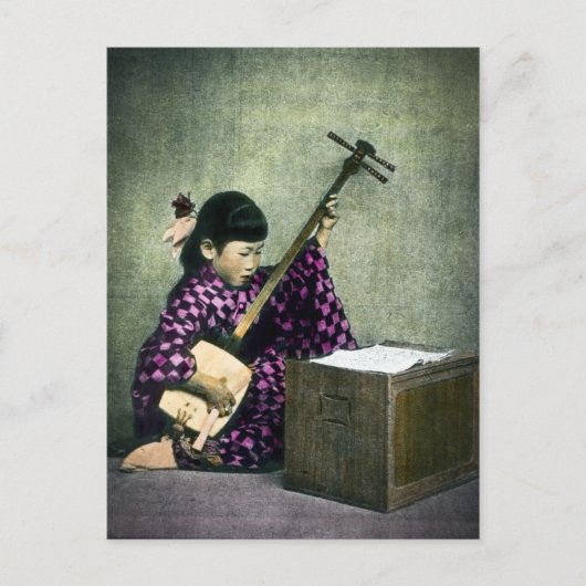 Japans meisje Musicien Shamisen  Briefkaart (Voorkant)