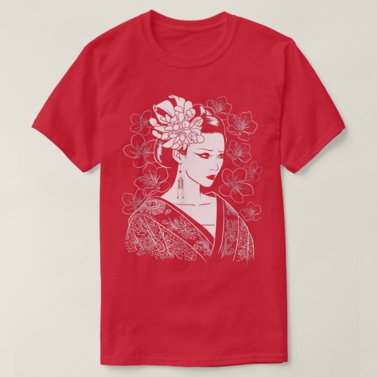Japans meisje Samurai Sinobi Fighter Ninja Martial T-shirt (Design voorkant)