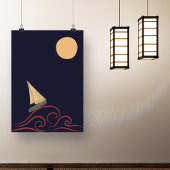 Japans Mid Eeuw Moon Wave Modern Minimalistisch Poster