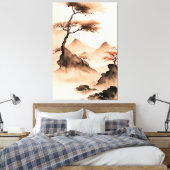 Japans minimalistisch kustlandschap canvas afdruk (Insitu (Slaapkamer))