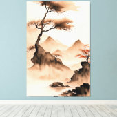 Japans minimalistisch kustlandschap canvas afdruk (Insitu (Houten vloer))