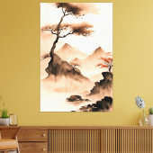 Japans minimalistisch kustlandschap canvas afdruk (Insitu (Woonkamer))