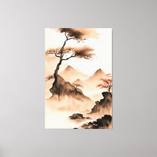 Japans minimalistisch kustlandschap canvas afdruk (Voorkant)