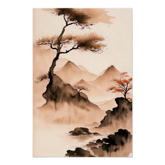 Japans minimalistisch kustlandschap perfect poster (Voorkant)
