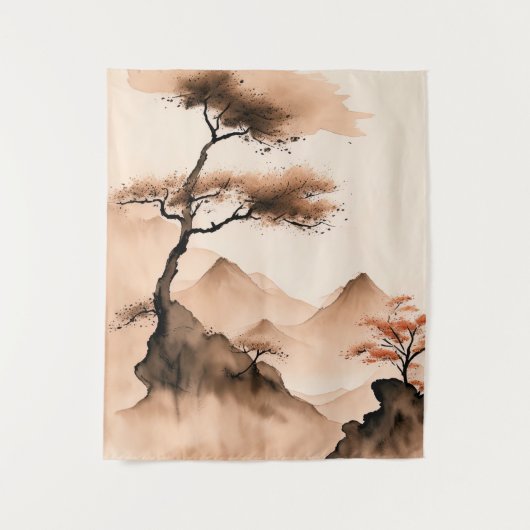 Japans minimalistisch kustlandschap wandkleed (Voorkant)