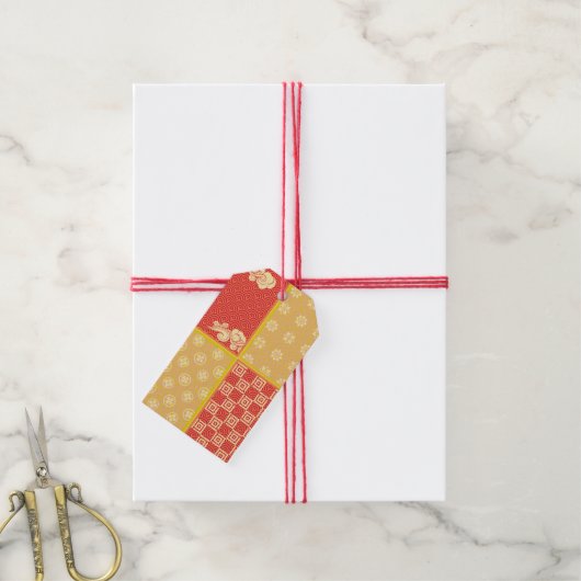 Japans Mix Patroon Cadeaulabel (Met Touw)