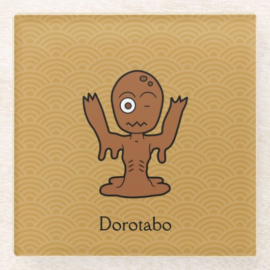 Japans Modder Zombie Dorotabo: Cartoon Yokai Glazen Onderzetter (Voorkant)