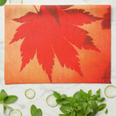 Japans modelblad verlaat herfst sinaasappel theedoek (Gevouwen)