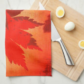 Japans modelblad verlaat herfst sinaasappel theedoek (Quarter Fold)