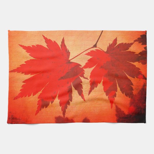 Japans modelblad verlaat herfst sinaasappel theedoek (Horizontaal)