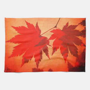 Japans modelboombladeren en script herfst theedoek