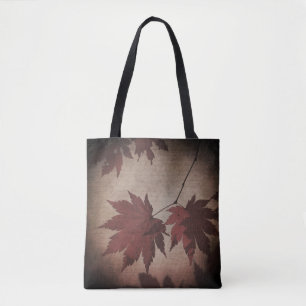 Japans modelboombladeren en script herfst tote bag