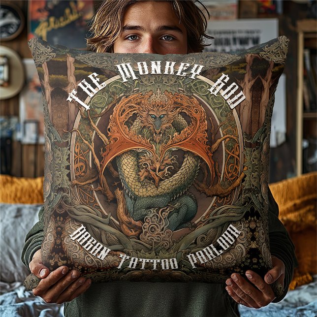 Japans monnikdraak Tattoo Art, Tattoo Parlor Kussen (Creator heeft geüpload)