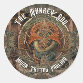 Japans monnikdraak Tattoo Art, Tattoo Parlor Ronde Sticker