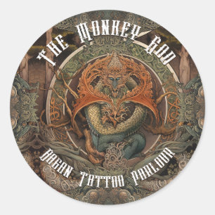 Japans monnikdraak Tattoo Art, Tattoo Parlor Ronde Sticker