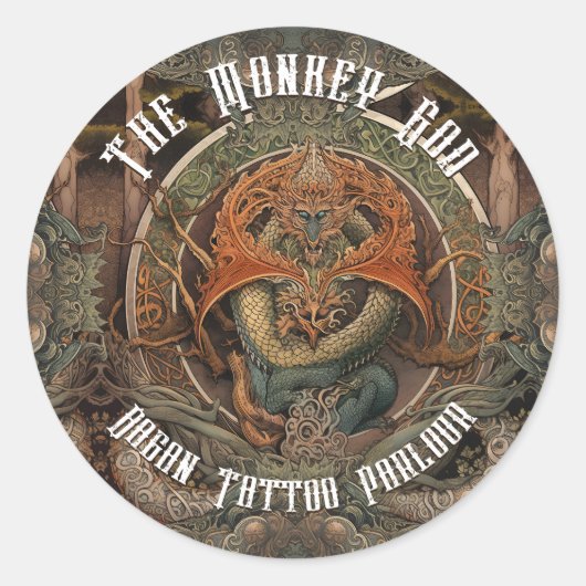 Japans monnikdraak Tattoo Art, Tattoo Parlor Ronde Sticker (Voorkant)