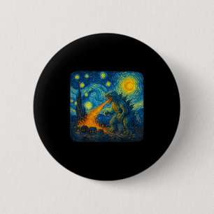 Japans Monster Kaiju Sterrennacht Van Gogh Cadeaus Ronde Button 5,7 Cm